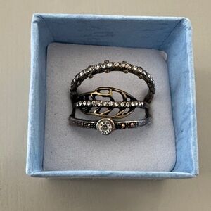 Ring Set with CZ Stones and Feather
